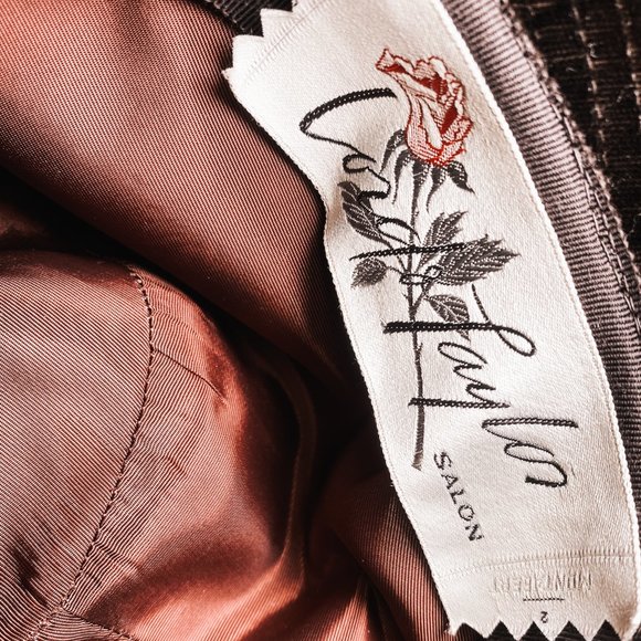 Lord & Taylor Victorian VTG 1940s Steampunk Style Velvet Lace Net Riding Top Hat - Picture 11 of 15